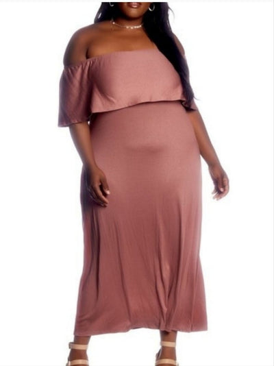 Curvy: Sexy Mauve Off The Shoulder Dress