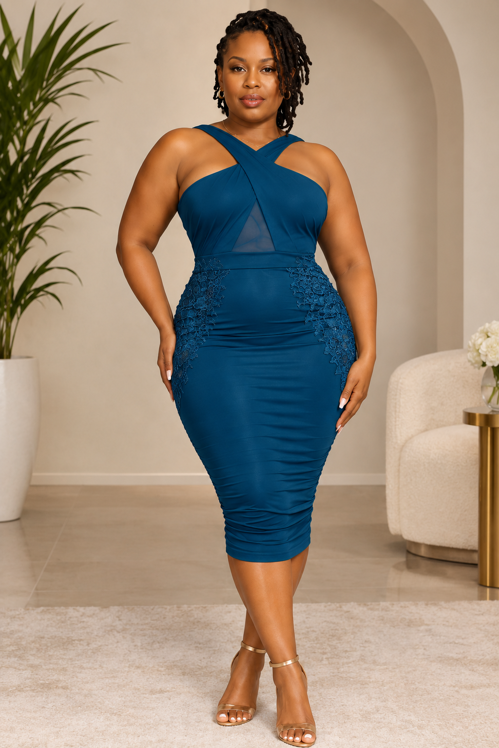 Royal Teal Affair Midi Dress